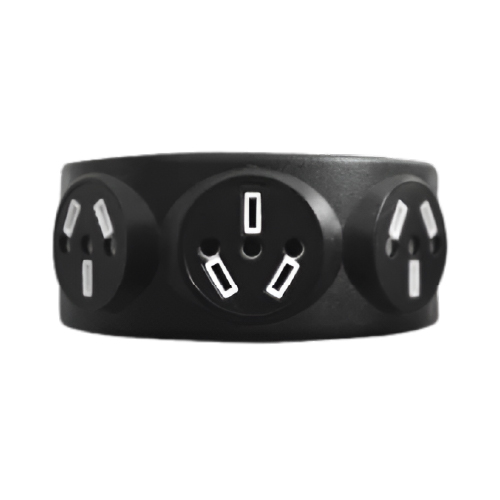 Triple enchufable giratorio negro